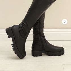 Thigh High Boots Black Size 8 1/2 Ladies Fashion Nova 