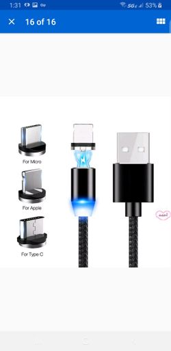 3 IN 1 Magnetic Micro USB/Type C /IOS Fast Charging Charger Data Sync Cable Cord