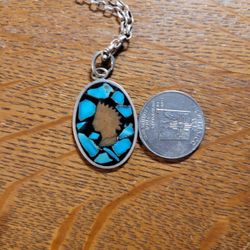 Vintage Sterling Silver And Turquoise Pendent