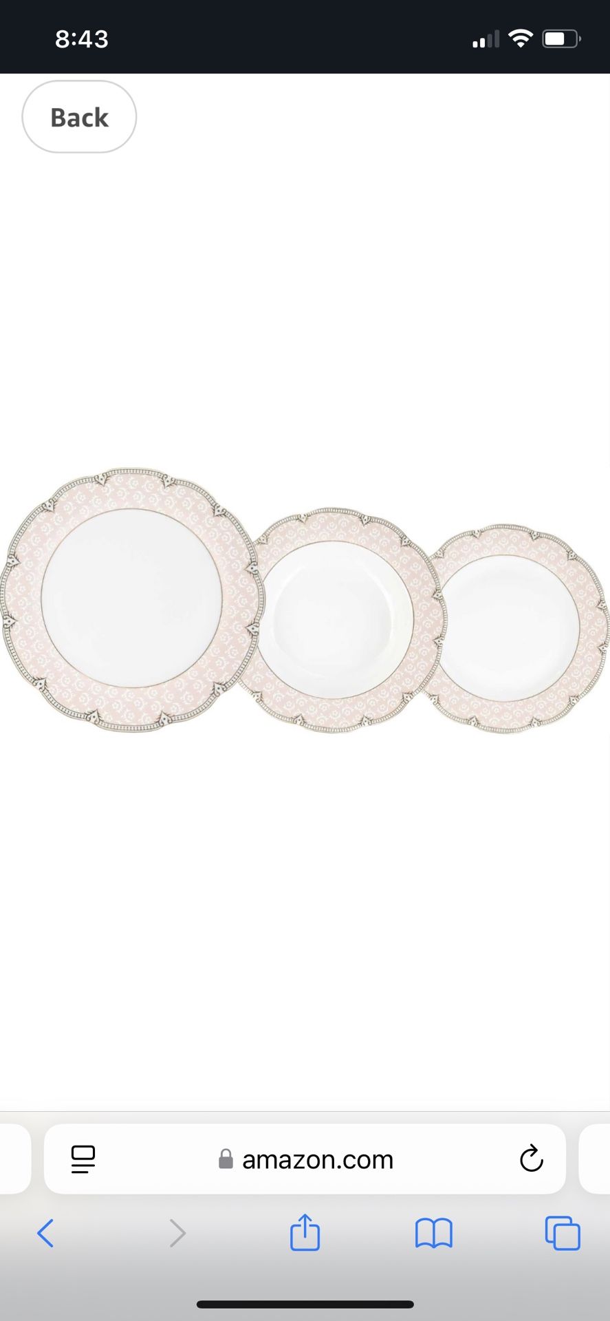 12 Piece Blush Pink & Gold Dinner Set, Service For 4 Person