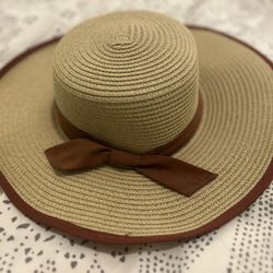 Wide Brim Hat with Amber Bow