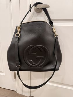 Gucci Soho Black Pebbled Leather Large Handle Shoulder Crossbody Hobo Bag