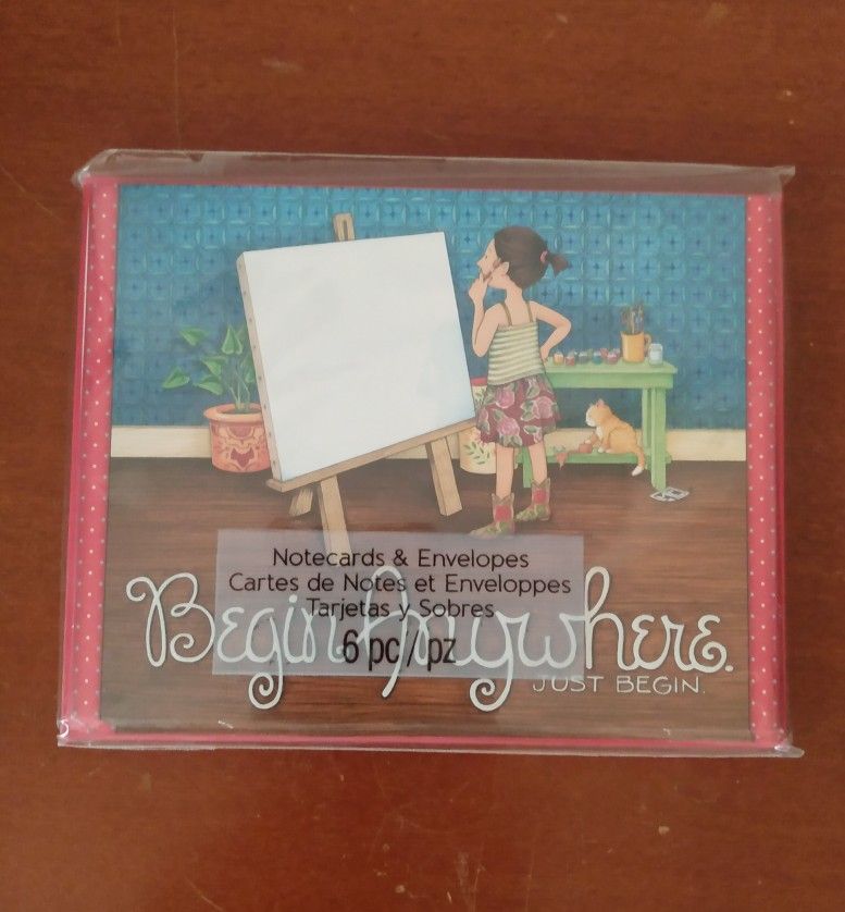 BRAND NEW IN PACKAGE MARY & CO. BLANK INSIDE GLITTER STATEMENT NOTECARDS & ENVELOPES SET - 6 CT