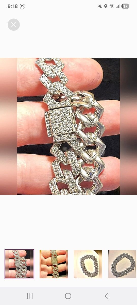 8" Miami Cuban Link Bracelet .925 Sterling Silver Over Brass