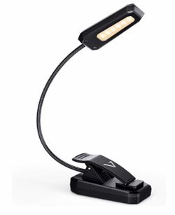 Rechargeable Book Light - 60 Hour Eye Protection LEDs, Clip & Clamp, 3 Modes, Warm White (Black)