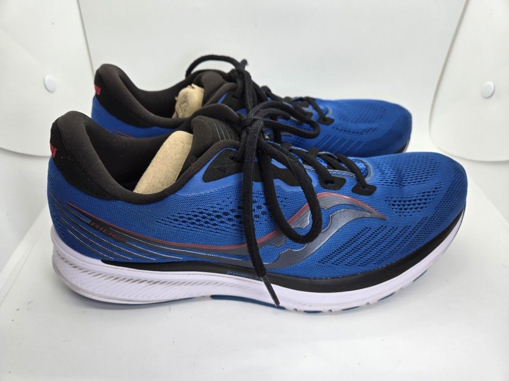 Saucony Ride 14 Shoes Men's 10.5 Blue Running Athletic Workout Support Sneakers