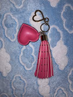 Victoria's Secret Runway Studded Keychain Pink Heart Tassel Charm