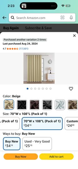 Joydeco Blackout Curtains 108 Inches Long 4 Pairs 