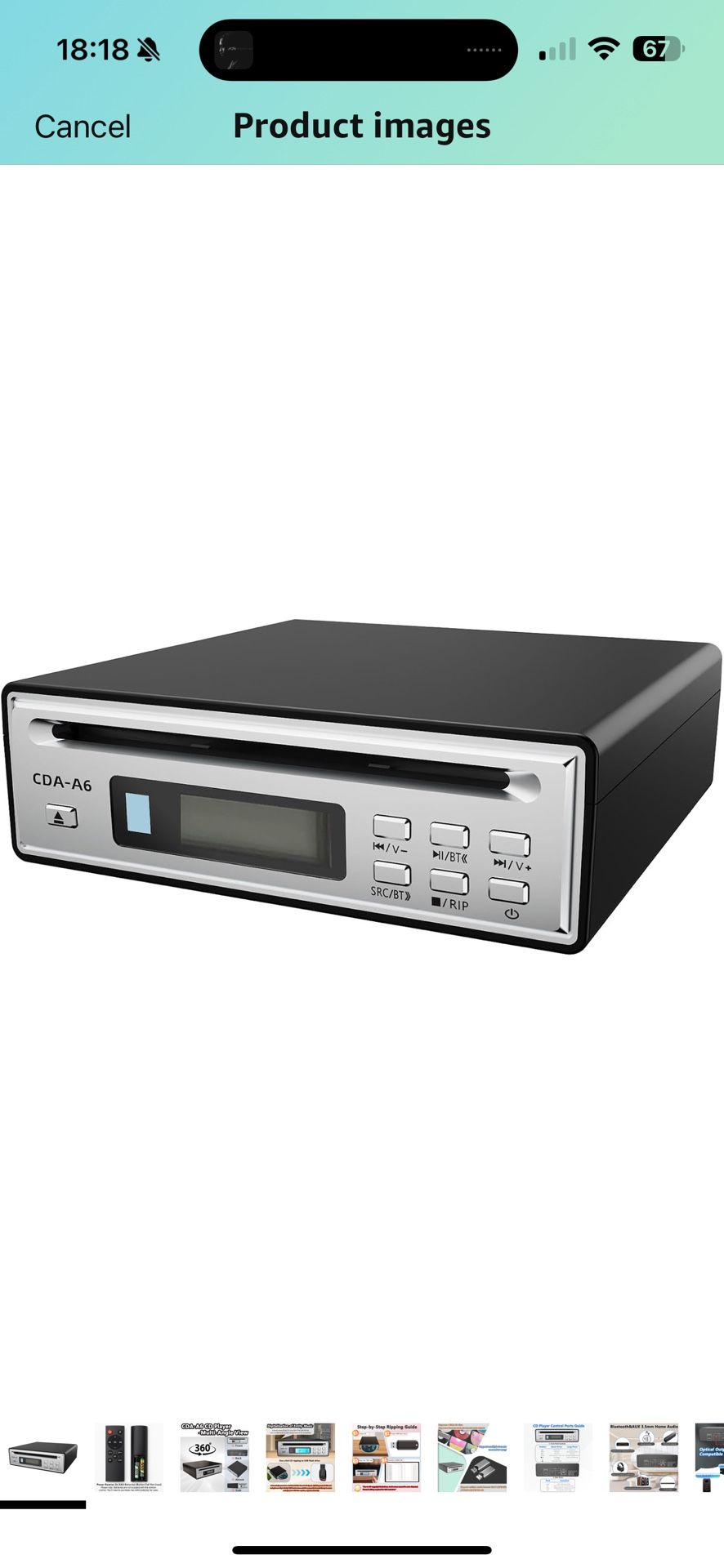 High-Fidelity CD Player with Bluetooth 5.3 | Supports WAV Ripping from Original CD Tracks | USB Playback | 3.5mm Stereo & Optical Output (Silvery)(Rem