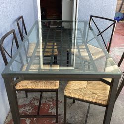 Iron Glass Table with seaweed chairs50