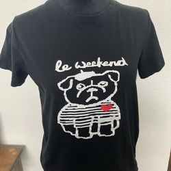 French Connection Black French Bulldog Le Weekend Top  Tee Shirt Sz XS