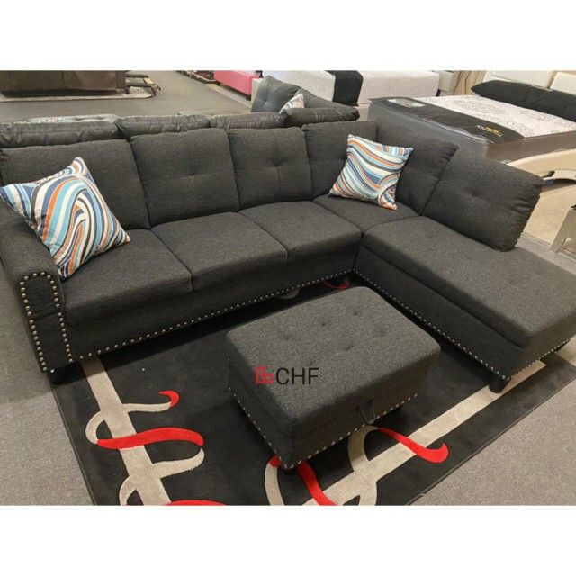 living room sectional sofa with storage ottoman with cup holder - October Sale !