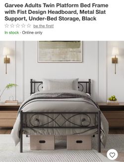 Metal Twin Platform Bed Frame with Headboard