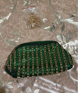 Green Crystal Rhinestone Evening Clutch Bag
