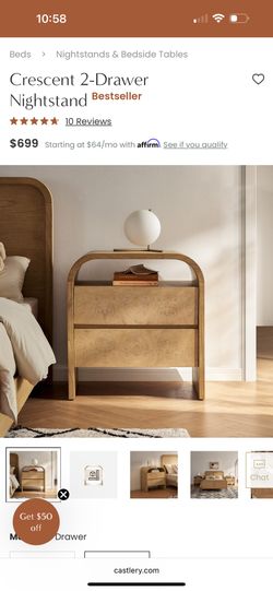 Crescent 2 Drawer Night Stand
