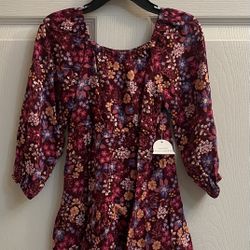 Brand New Girls Magenta Berry Floral Dress Size 2T Kids 