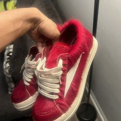 Red Rick Owen Fur Rick Vans 