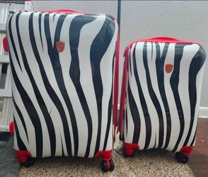 Heys 2-Piece Hardshell Spinner Luggage Set - Carry-On + Checked Zebra Red
