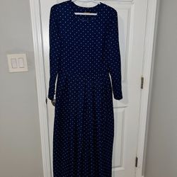 Brand New Women’s Blue Polka Dot Maxi Dress Large