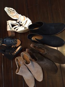 3 pair LUCKY BRAND ankle boots booties shoes NEW condition sz 7.5-8.0 suede leather Camuto BCBG Nine West Edelman women’s shoes