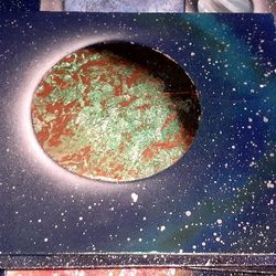 Spray paint Art Solar system/ Abstract Paint Custom Made Choose Your Colors Will Make It Happen