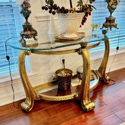 Console Table With Glass Top Gently Used.