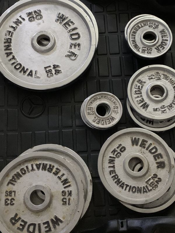 Weider Vintage Chrome Olympic Weight Plates, full set VERY RARE for