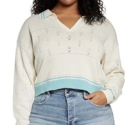 💎 White Sweater Blue Trim XXL