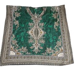 Vintage Emerald Green Paisley Print Kaftan Tunic Dress One Size