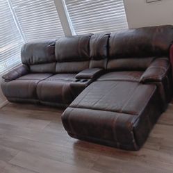 Pleather Home Theater / Gaming Power Reclining Sofa