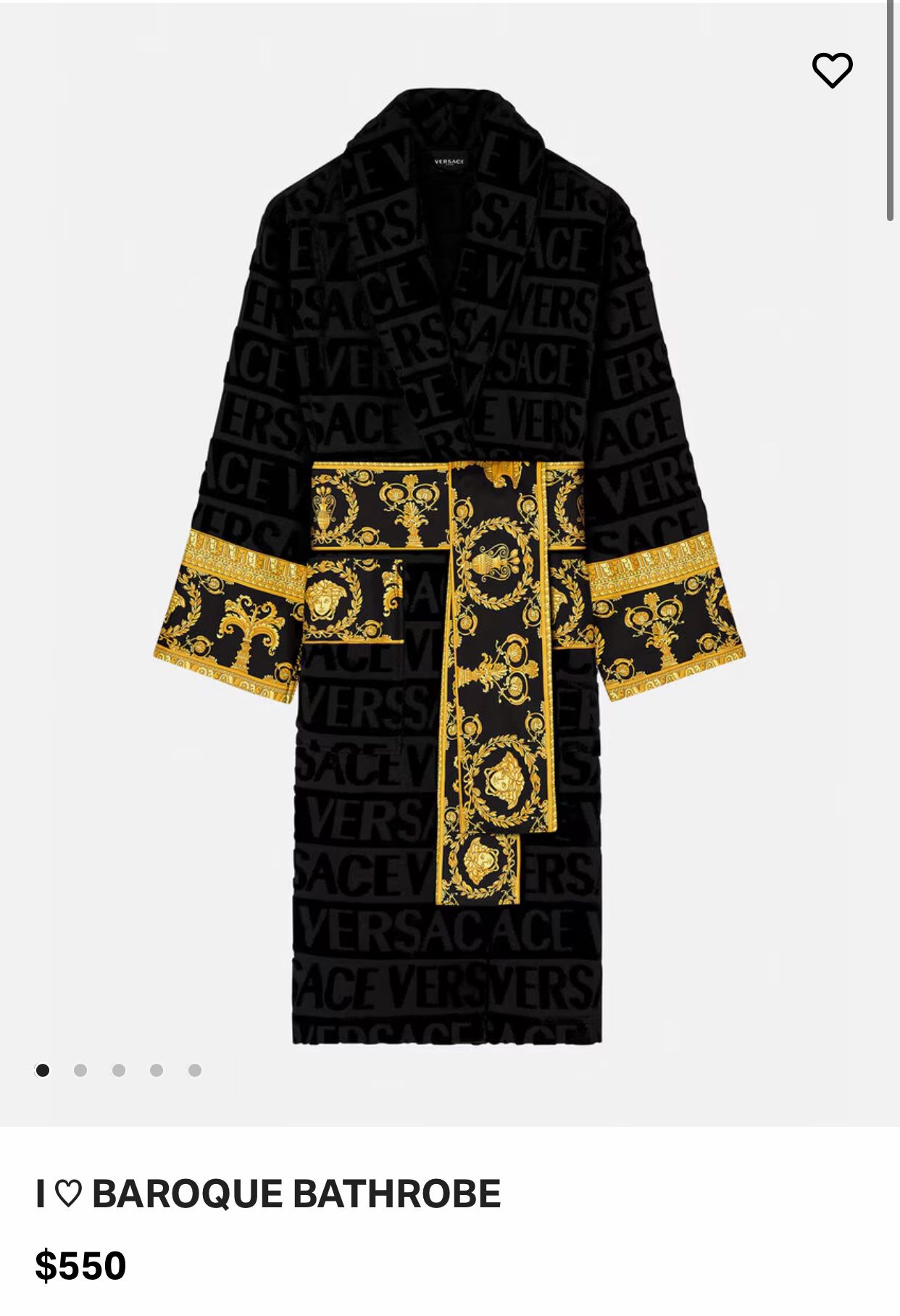 Versace Unisex Barocco Sleeve Robe New In Box
