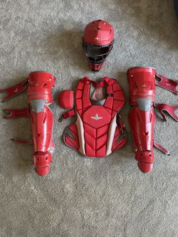 All-Star MVP-PRO Series Large/Adult Baseball Catcher’s Set – Red