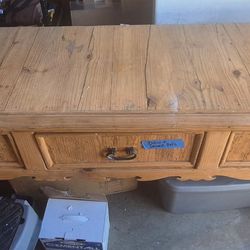 solid unfinished wood handcarved buffet table with 3 drawers
