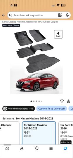 Nissan Maxima fitted rubber floor mats