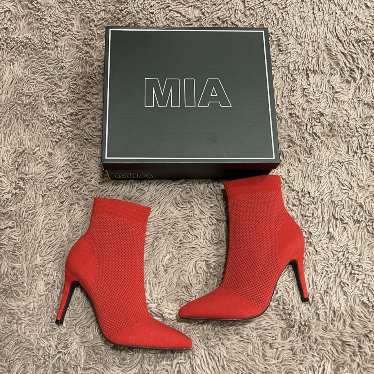 MIA Saks Fifth Avenue Red Perforated Heel Booties