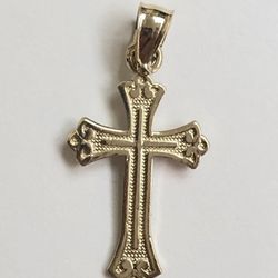 Beautiful design cross religious pendant 14K REAL YELLOW GOLD.
