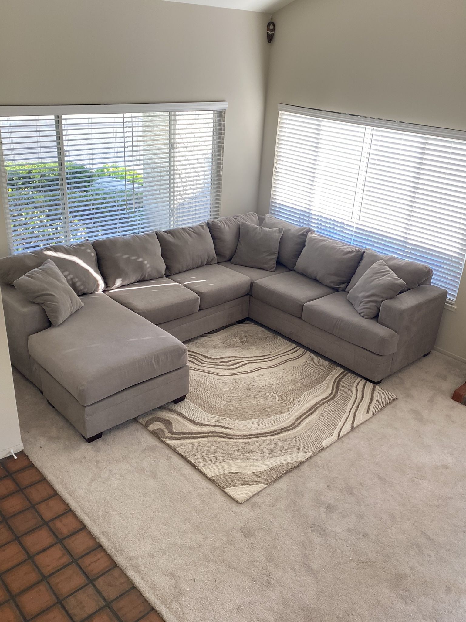Living Spaces Light Grey Sectional Couch