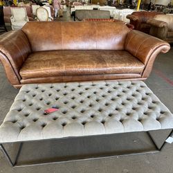 Massive Vintage Leather Sofa Deep 