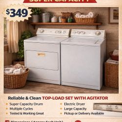 Whirlpool Electric Washer And Dryer With Agitator