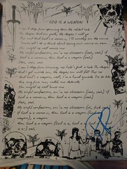 Autographed by ronnie radke lyric sheet God is a weapon