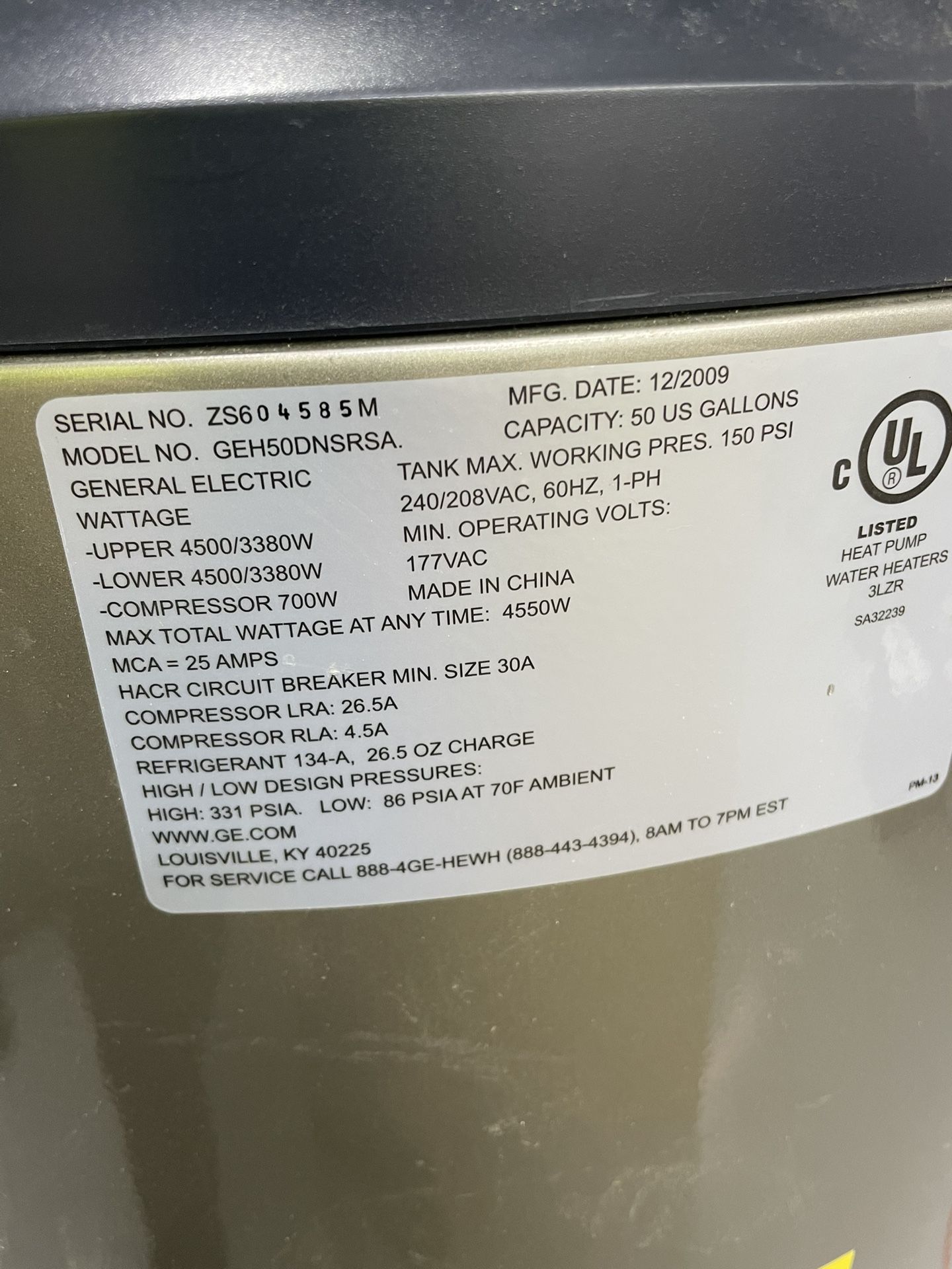 50 Gal Energy Heat Pump 