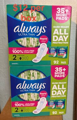 Ultra thin pads $12 per box of 92 in Weslaco