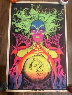 Vintage 1971 Fortune Teller Psychedelic Blacklight Poster