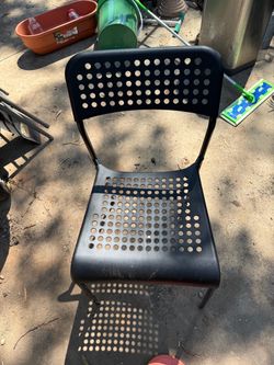 Black Metal Plastic Perforated Chair