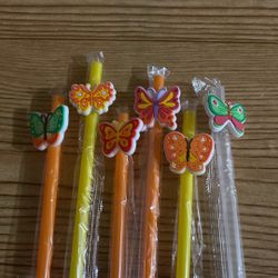 Orange And Green Butterfly Straw Charm