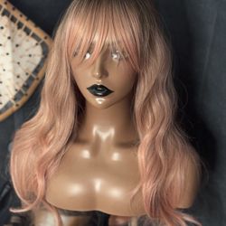 Pink Wavy Hair Synecthic Wig