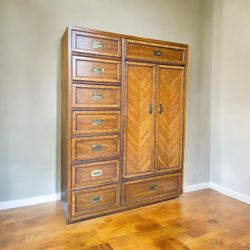 MCM Armoire Solid Wood Wardrobe Dresser with Drawers and Shelves