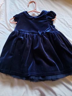 Blue velvet baby girl dress