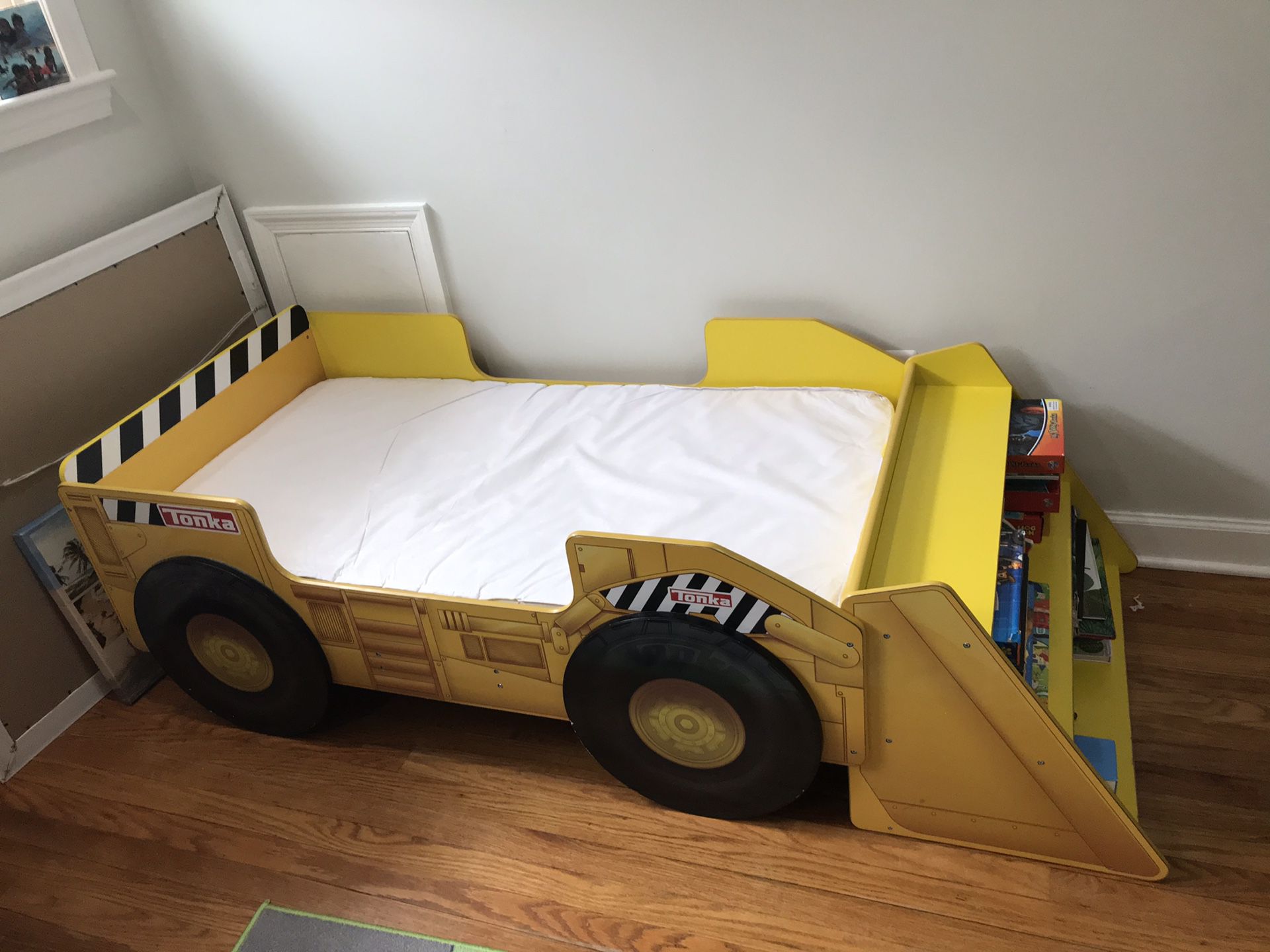 Toddler Bed - wood tractor with mattress