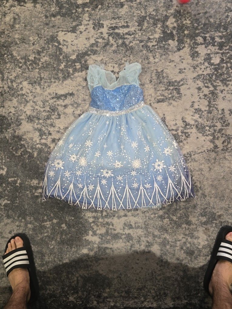 Frozen Elsa Costume Dress W/Cape &light